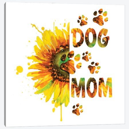 Sunflower Dog Mom Canvas Print #EPG17} by Ephrazy Graphics Art Print