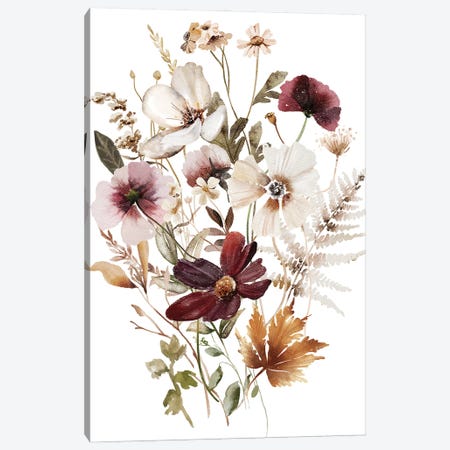 Burgundy Flowers Canvas Print #EPG192} by Ephrazy Graphics Canvas Art Print