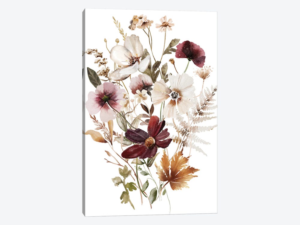 Burgundy Flowers by Ephrazy Graphics 1-piece Art Print