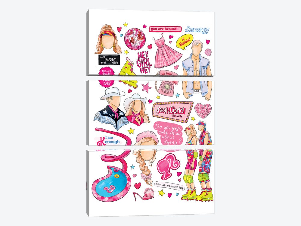 Barbie Movie Inspired by Ephrazy Graphics 3-piece Art Print