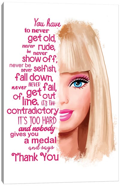 Barbie You Have To Never Get Old Canvas Art Print - Lips Art