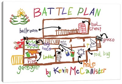 Home Alone Battle Plan Canvas Art Print - Holiday Movie Art