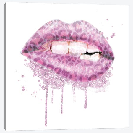 Pink Leopard Lips Canvas Print #EPG22} by Ephrazy Graphics Canvas Print