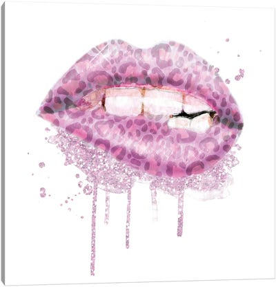 Pink Leopard Lips Canvas Art Print - Ephrazy Graphics