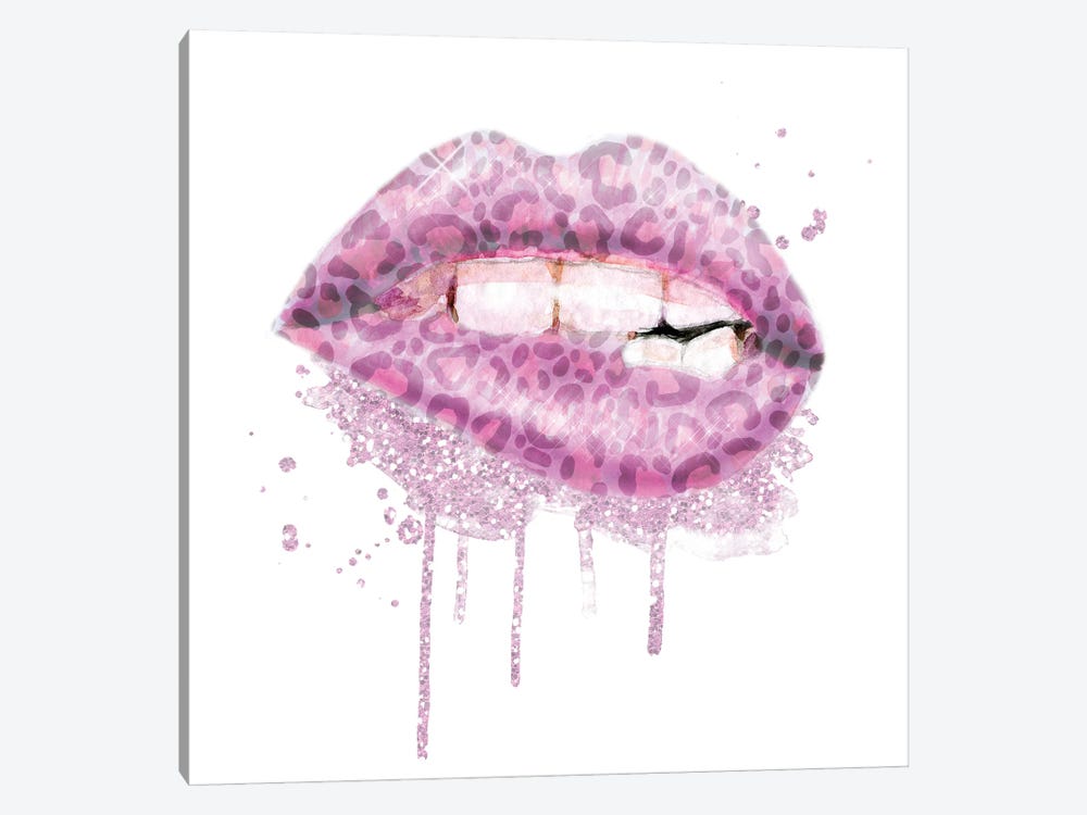 Pink Leopard Lips by Ephrazy Graphics 1-piece Canvas Art Print