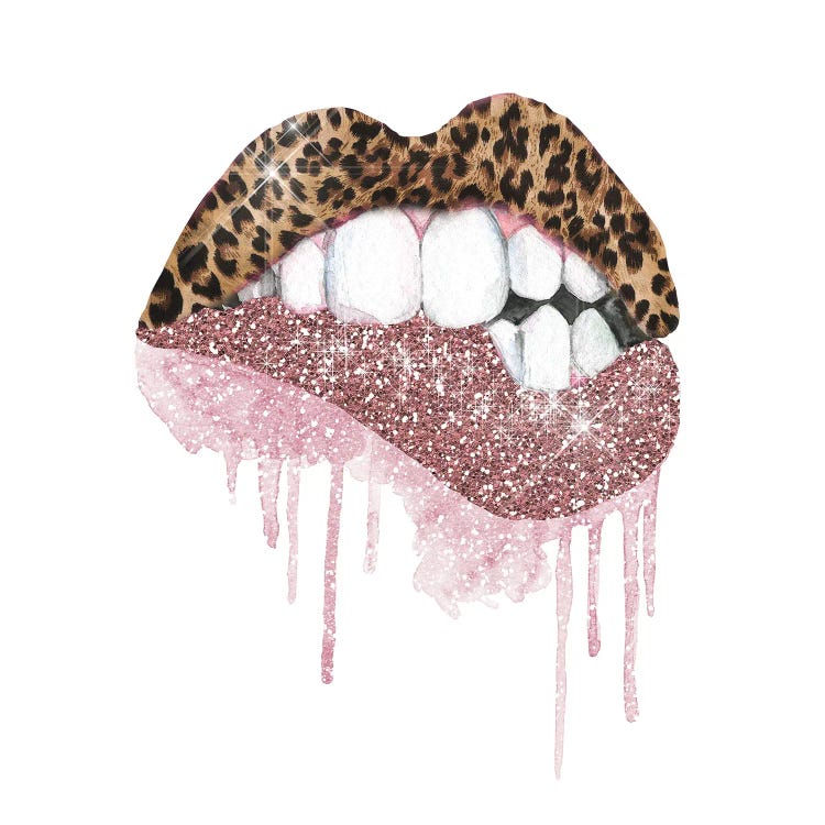 Leopard Pink Glitter Lips