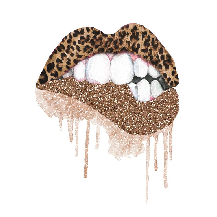 Leopard Gold Glitter Lips