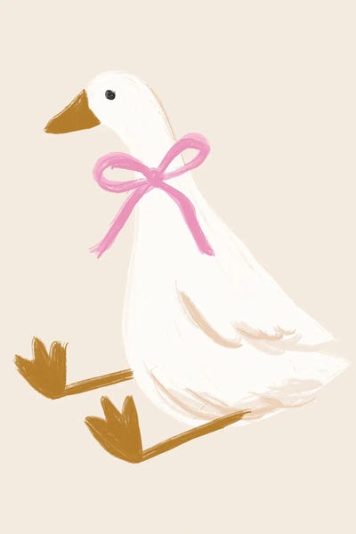 Canvas Print: Silly Goose With Pink Bow by Ephrazy Graphics