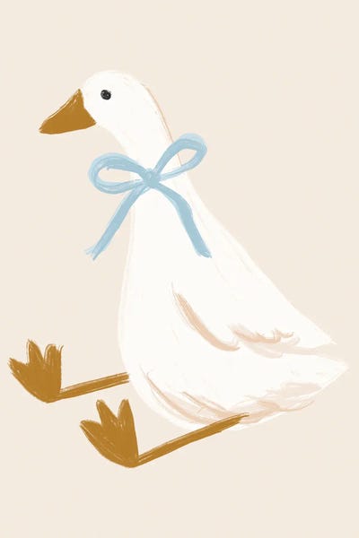 Canvas Print: Silly Goose With Blue Bow by Ephrazy Graphics
