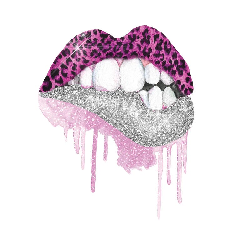Pink Silver Glitter Lips Can - Canvas Print | Ephrazy Graphics