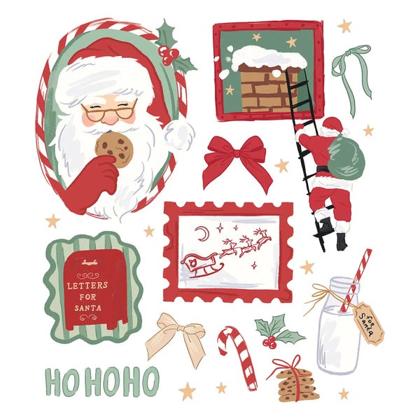 Santa Claus Eating Cookies With Bows