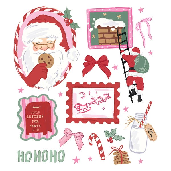 Santa Claus Eating Cookies Pink Version