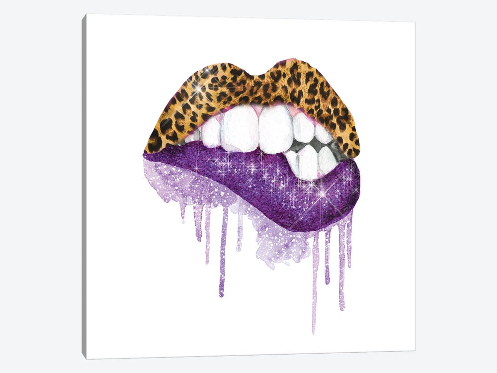 Leopard Violet Glitter Lips by Ephrazy Graphics 1-piece Art Print