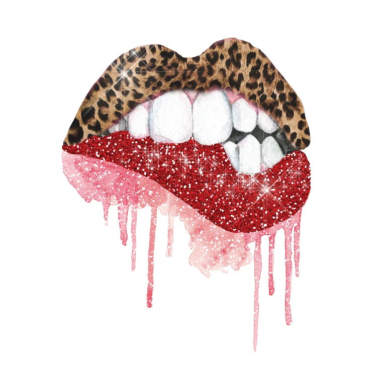 Leopard Red Glitter Lips