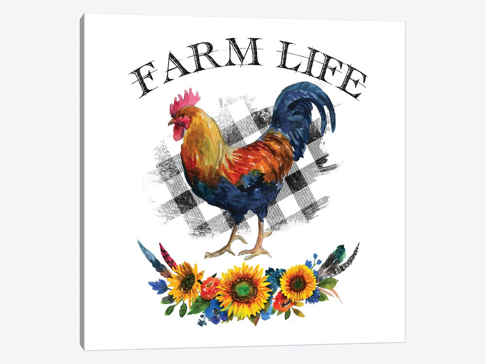 Farm Life Rooster by Ephrazy Graphics 1-piece Canvas Artwork