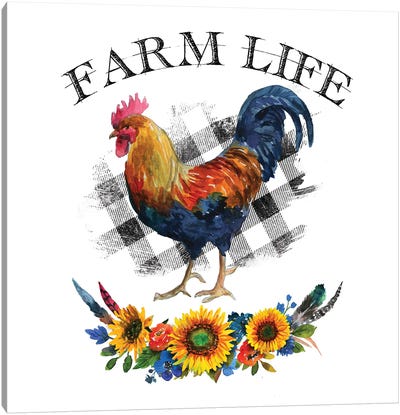 Farm Life Rooster Canvas Art Print - Ephrazy Graphics