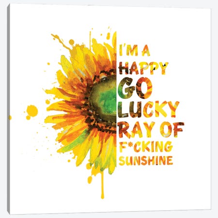 Sunflower. I'M Happy Go Lucky Canvas Print #EPG39} by Ephrazy Graphics Canvas Art