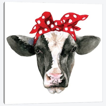Cow Head With Headband Canvas Print #EPG42} by Ephrazy Graphics Canvas Art Print