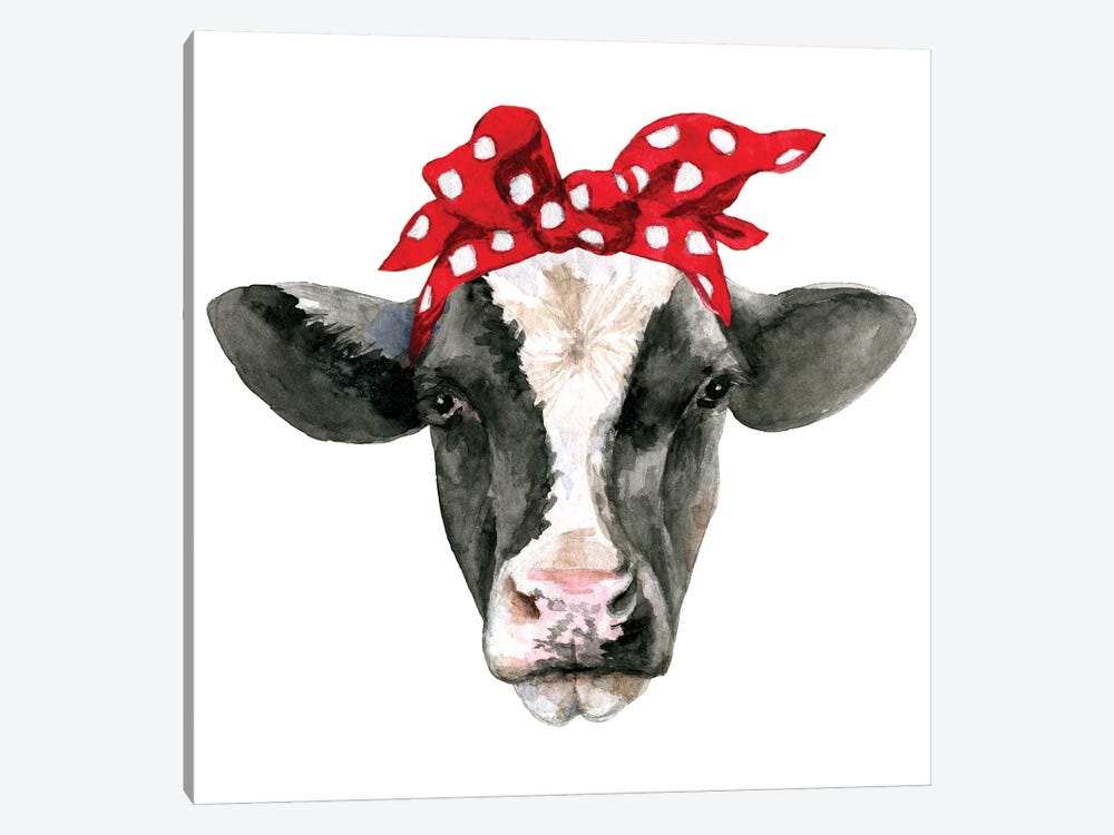 Cow Head With Headband by Ephrazy Graphics 1-piece Art Print