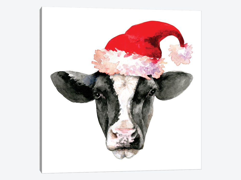 Cow Head. Christmas by Ephrazy Graphics 1-piece Canvas Artwork