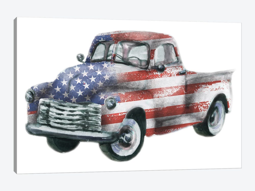 Usa Flag Truck by Ephrazy Graphics 1-piece Canvas Wall Art
