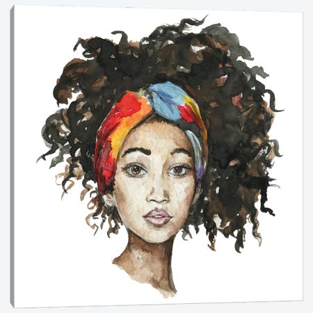 Afro Girl With Headband Canvas Print #EPG4} by Ephrazy Graphics Canvas Print