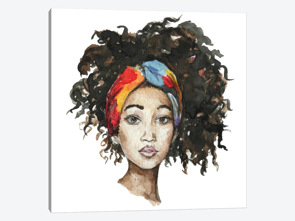 Afro Girl With Headband by Ephrazy Graphics 1-piece Canvas Art Print
