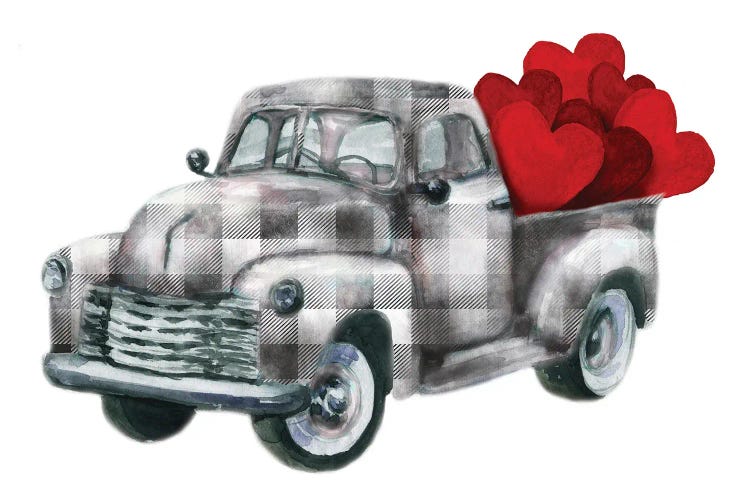 Valentine Truck With Hearts by Ephrazy Graphics wall art