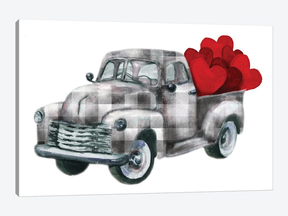 Valentine Truck With Hearts by Ephrazy Graphics 1-piece Canvas Wall Art