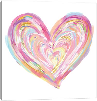 Valentine's Day Colorful Heart Canvas Art Print - Valentine's Day Art