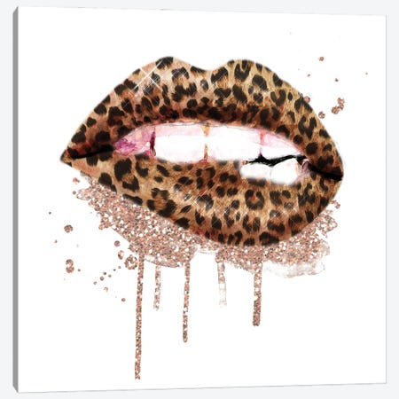 Leopard Lips Canvas Print #EPG59} by Ephrazy Graphics Canvas Wall Art