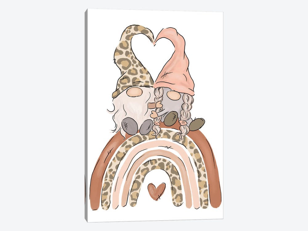 Valentine Gnomes On The Rainbow by Ephrazy Graphics 1-piece Canvas Art Print