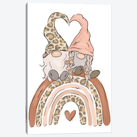 Valentine Gnomes On The Rainbow Canvas Print #EPG62} by Ephrazy Graphics Art Print
