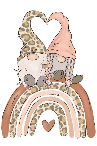 Gnomes: Valentine Gnomes On The Rainbow by Ephrazy Graphics