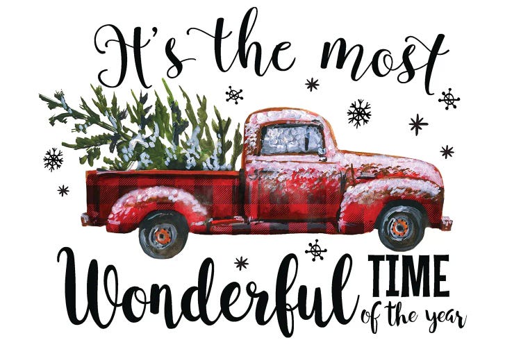 Christmas Plaid Truck. It'S The Most Wonderful Time by Ephrazy Graphics wall art