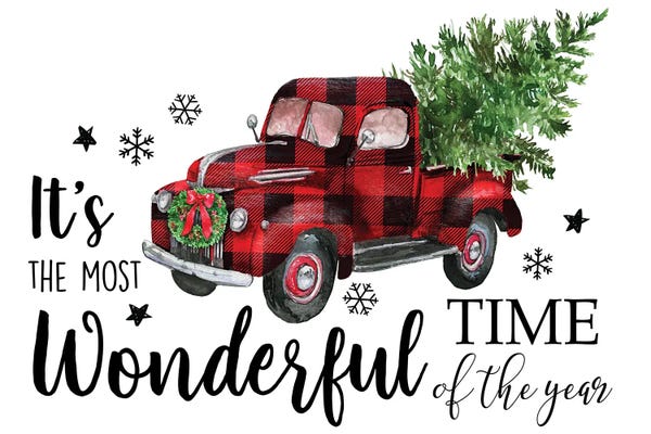 Trucks: Red Plaid Christmas Truck by Ephrazy Graphics