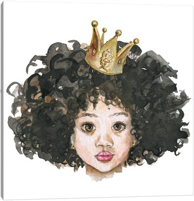 Afro Little Princess Canvas Art Print - Princes & Princesses