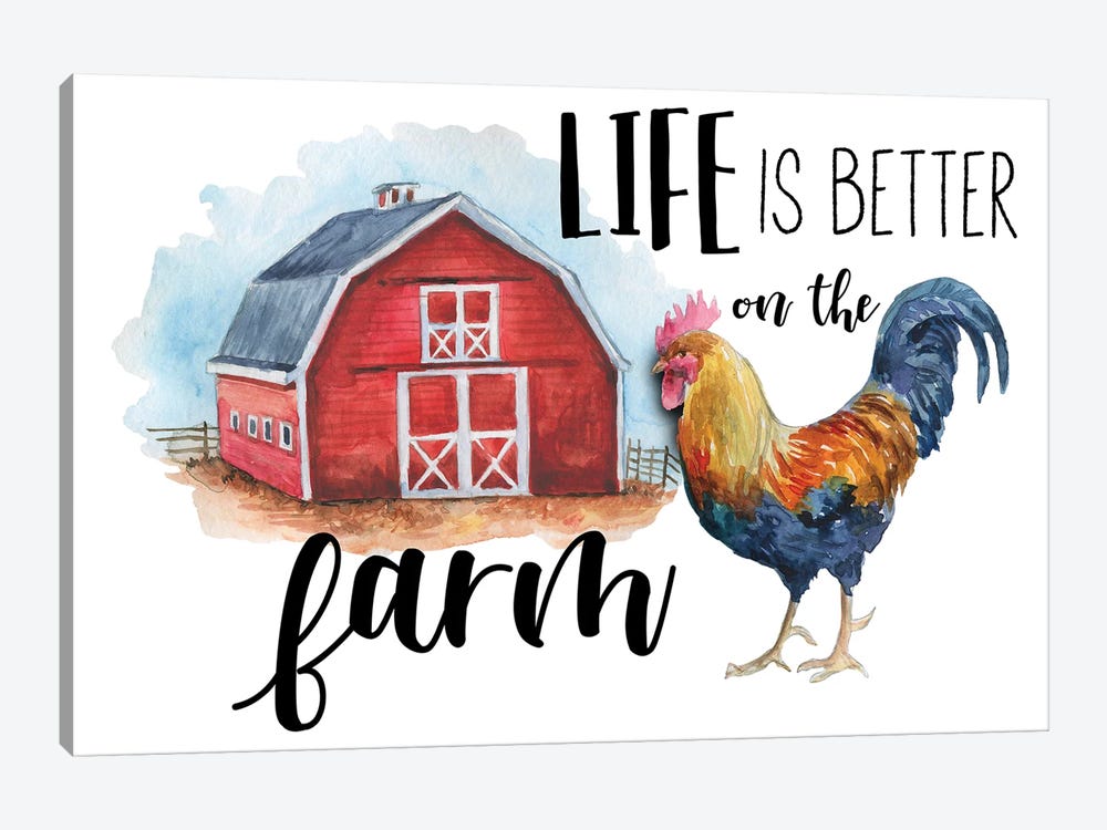 Life Is Better On The Farm by Ephrazy Graphics 1-piece Canvas Wall Art