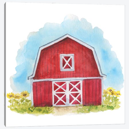 Farm. Red Barn Canvas Print #EPG74} by Ephrazy Graphics Art Print