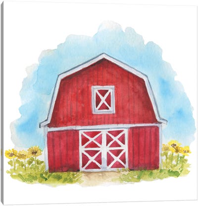 Farm. Red Barn Canvas Art Print - Ephrazy Graphics