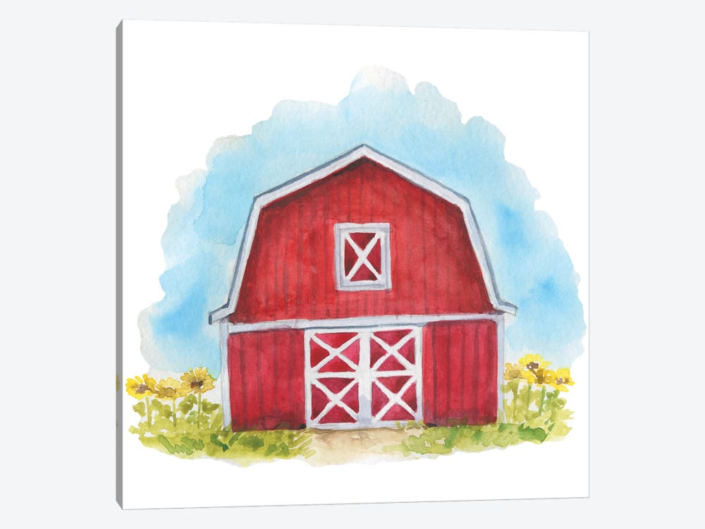 Farm. Red Barn by Ephrazy Graphics 1-piece Canvas Wall Art