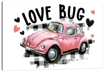 Valentine Love Bug Canvas Art Print - Volkswagen