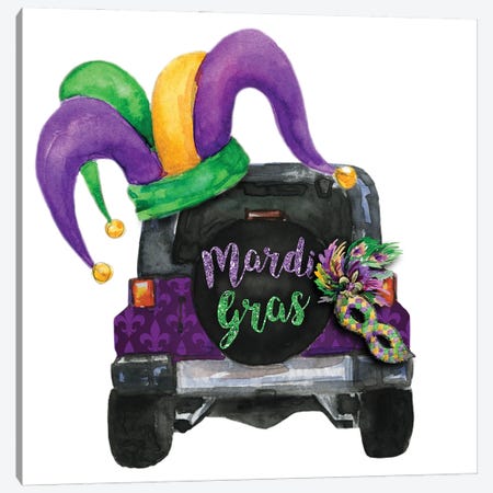 Mardi Gras Jeep Canvas Print #EPG76} by Ephrazy Graphics Canvas Art Print