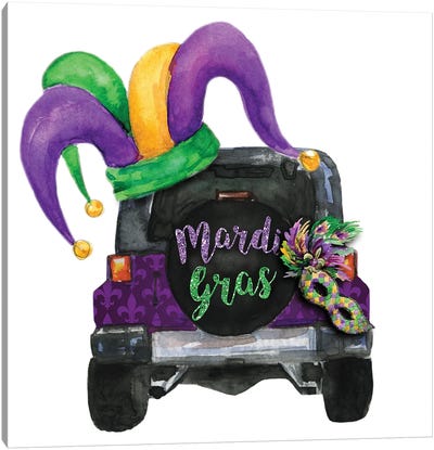 Mardi Gras Jeep Canvas Art Print - Ephrazy Graphics