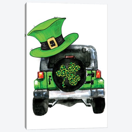 St. Patrick Day Jeep Canvas Print #EPG78} by Ephrazy Graphics Canvas Art