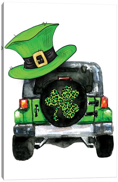 St. Patrick Day Jeep Canvas Art Print - Ephrazy Graphics