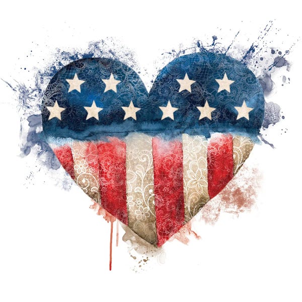 American Décor: Usa Flag Lace Heart by Ephrazy Graphics