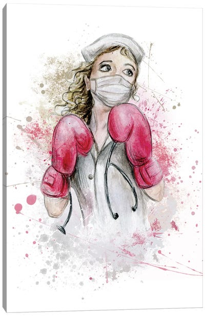 Fighting Nurse I Canvas Art Print - Nurse Art