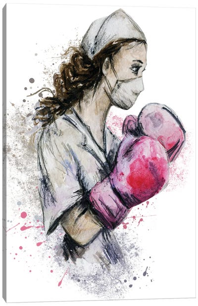 Fighting Nurse II Canvas Art Print - Nurse Art