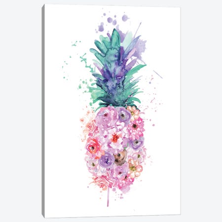 Flower Pineapple Canvas Print #EPG83} by Ephrazy Graphics Canvas Print
